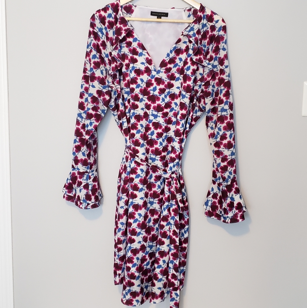 Ruffle Sleeve Mini Tie Dress
